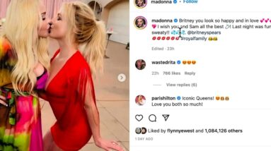 Madonna aka Madame Xpiration Date at Britney's wedding with Paris Hilton who calls the all Icons