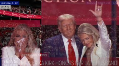 Erica Kirk Forgives Un-convicted Patsy then Throws Up Devils Horns